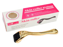 Derma Roller Skin Roller Microneedling Skin Care Kit 0.5mm | 540 Titanium Micro Needles Skin Care Tool (Gold)